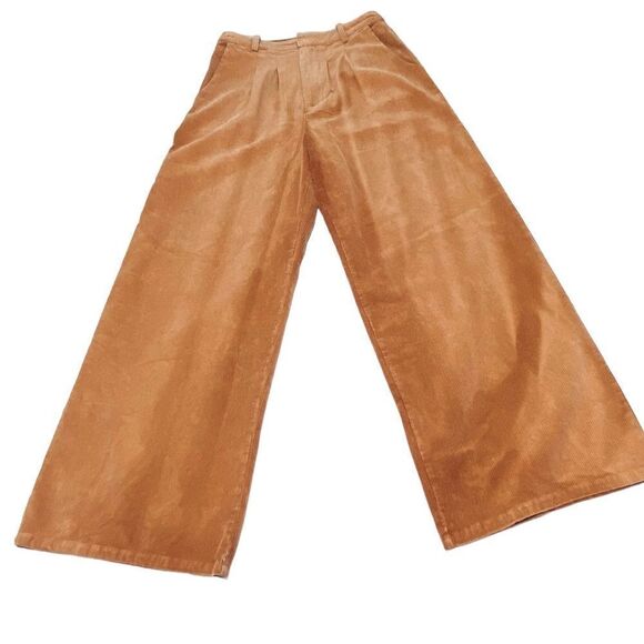Sage the Labe Kahlo Women’s Sz Small Rust Wide Leg Corduroy Trouser Pants - Picture 1 of 8